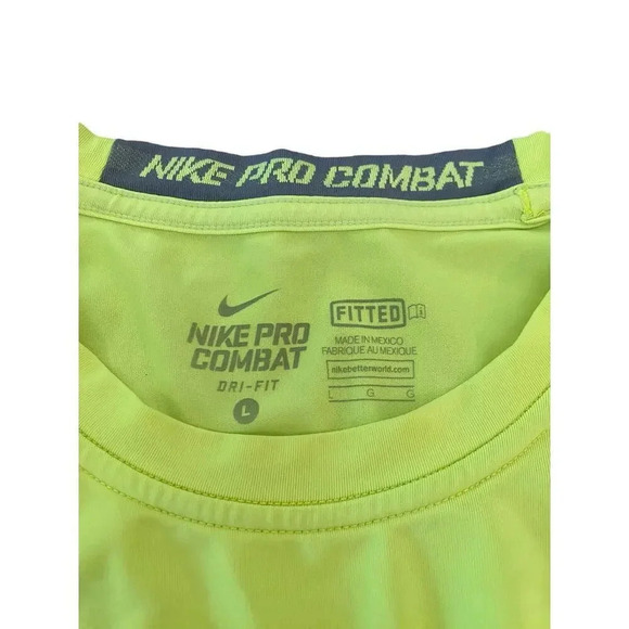 Nike Pro Combat Men's Green Short Sleeve Crew Neck Dri-Fit T-Shirt Size Large - Picture 3 of 4